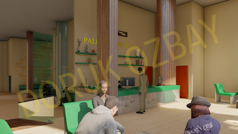 Otel Lobi İç Mimari Tasarım 3D 