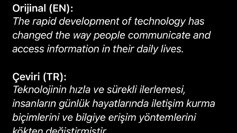 İngilizce Çeviri örnekleri