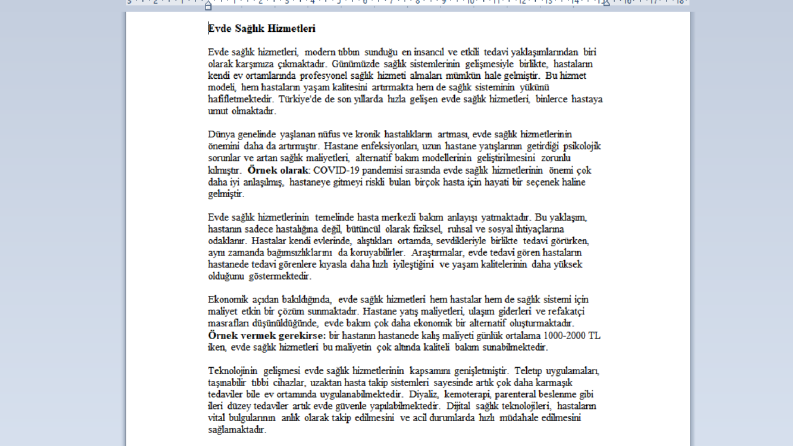Belirtilen Başlıkta Makale Yazımı Yapıldı