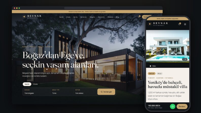 Revnak Gayrimenkul — Emlak Web Platformu ve Ofis Paneli