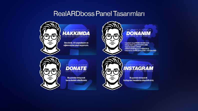 Kendi Kick Kanalım için yaptığım panel tasarımları