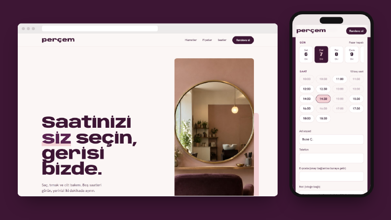 Kuaför ve Güzellik Salonu İçin Tek Sayfa Web Sitesi