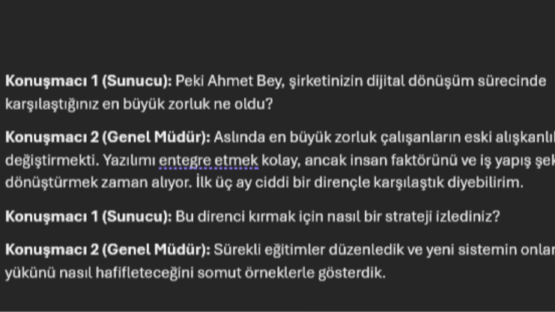 Röportaj Ses ve Video Deşifre Örneği