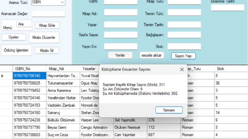 C# & SQL Tabanlı Kütüphane Yönetim ve Takip Otomasyonu