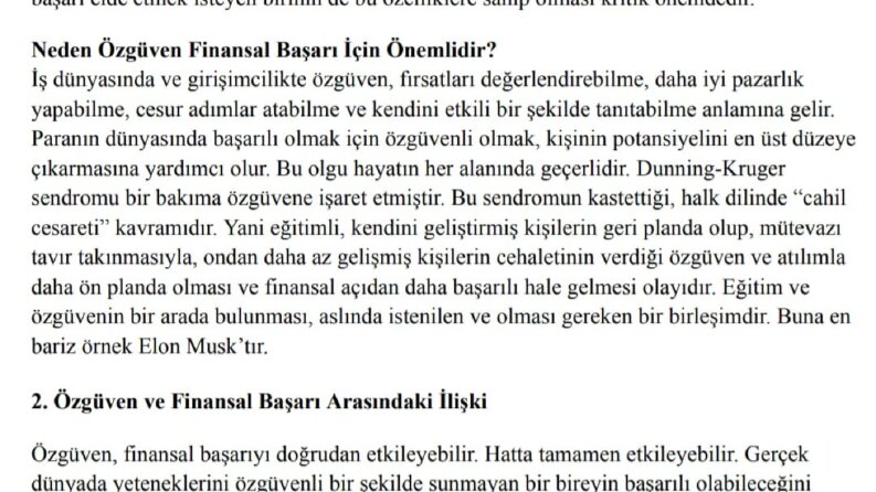 özgüven hakkında metin yazısı