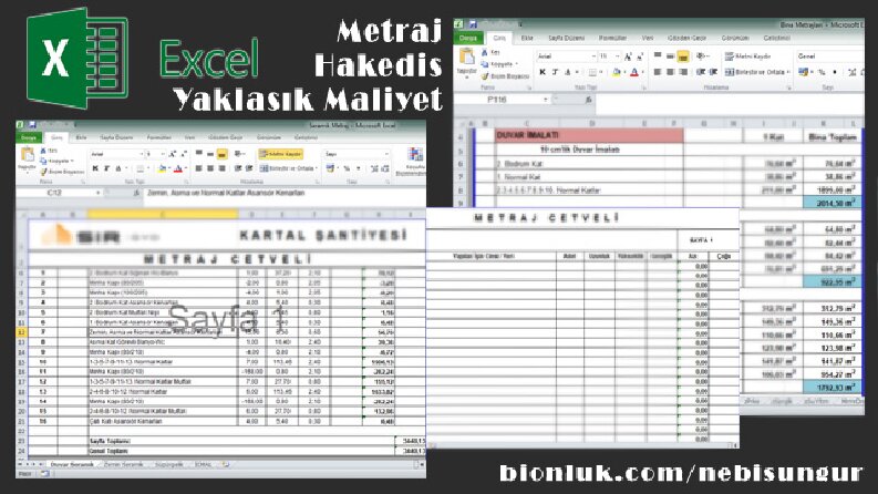 REF34 - Excel, Hakediş, Metraj, Maliyet İşleri