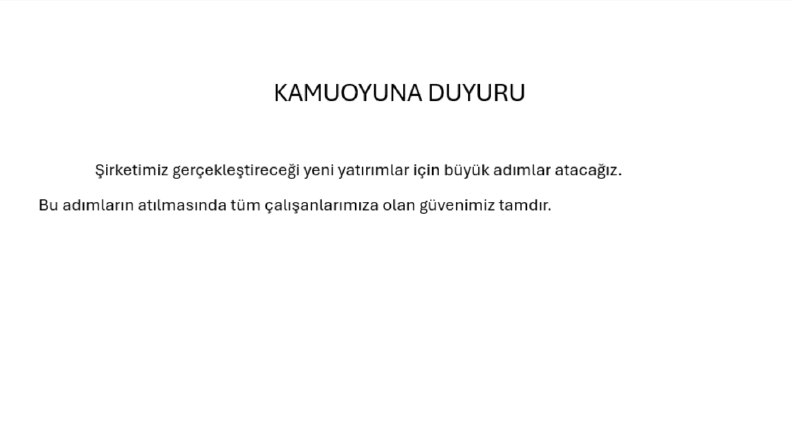 Şirket faaliyetleri
