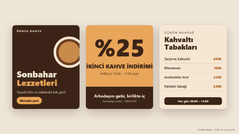 Kafe için Instagram Post Serisi (Örnek Çalışma)