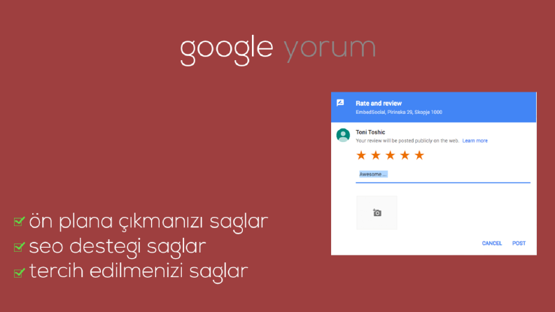 Google Yorum Hizmeti