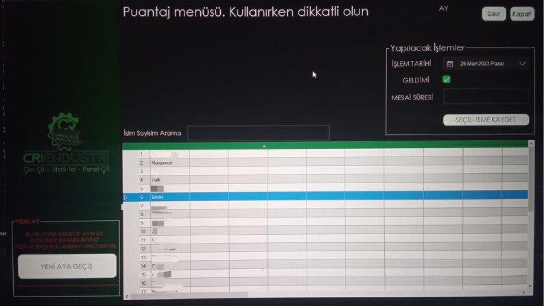Personel Takip Sistemi.