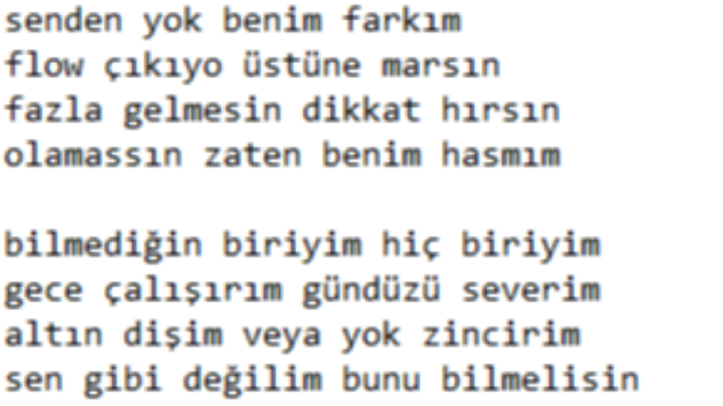 örnek rap sözleri