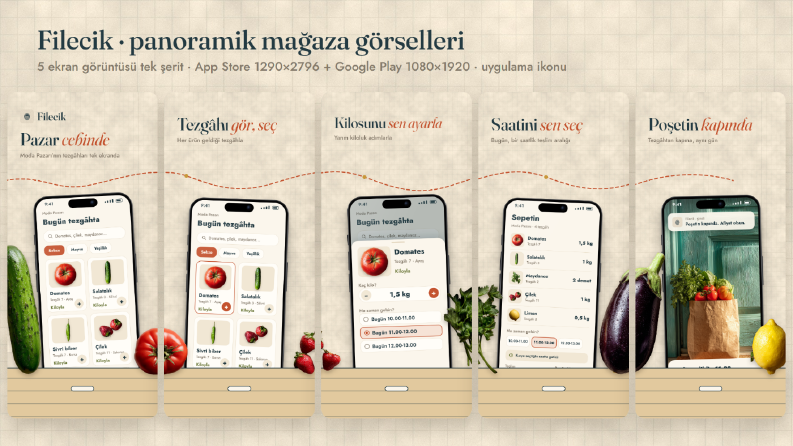 Semt pazarı uygulaması: panoramik ekran görüntüleri