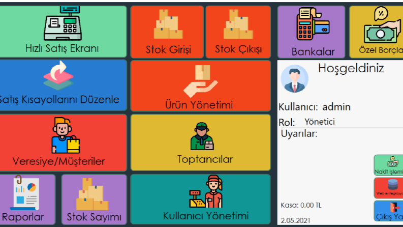 Marketler için muhasebe sistemi ve barkodlu satış asistanı