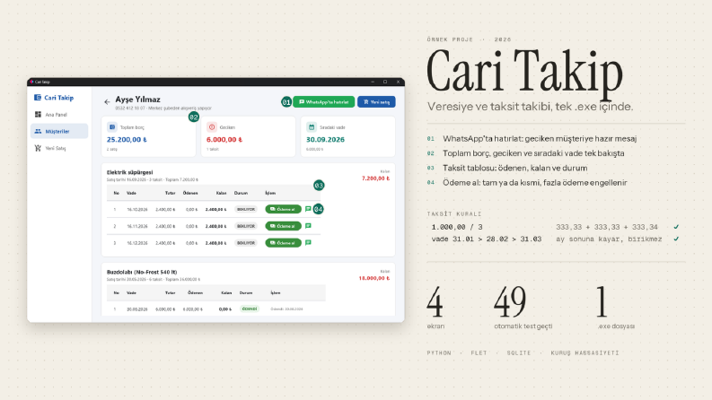 Cari Takip: veresiye ve taksit takip programı