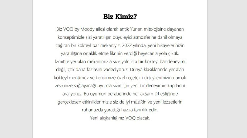 VOQ by Moody - Hakkımızda Metni