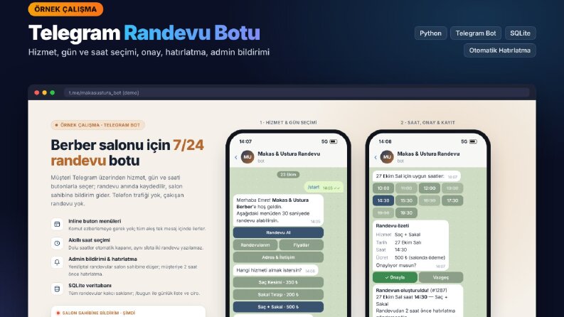 Telegram Randevu Botu – Örnek Çalışma