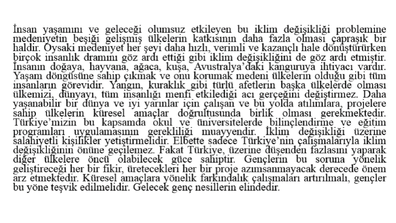 Örnek Metin Paragrafı