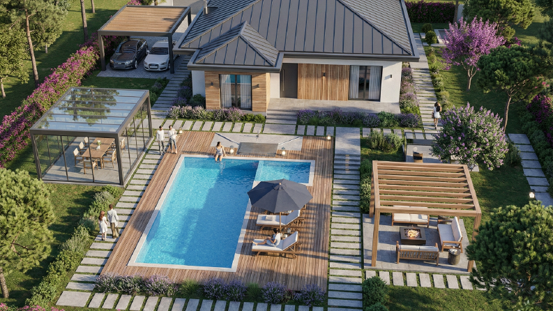 Modern Villa Bahçesi Peyzaj Tasarımı