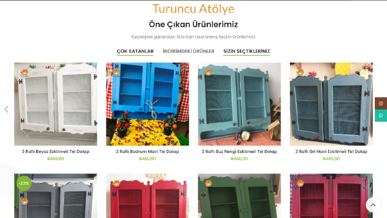 turuncuatolye.com için bir Eticaret sitesi yaptım