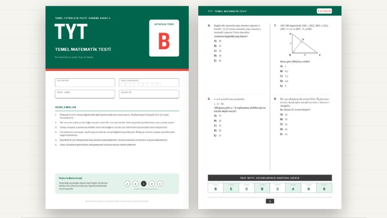 TYT Matematik Deneme Sınavı Dizgisi (Örnek Çalışma)