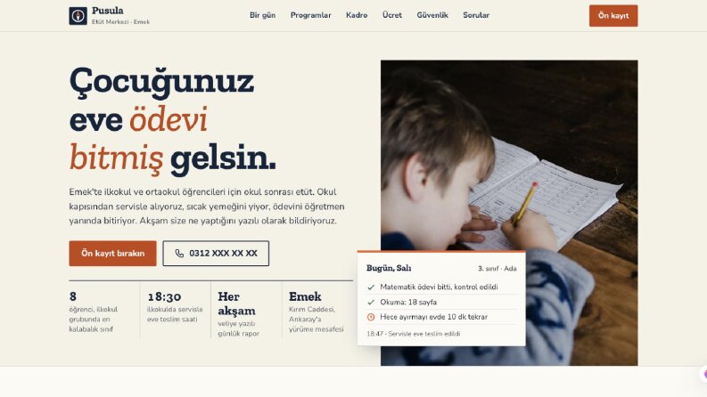 Pusula Etüt Merkezi - Eğitim Kurumu Web Sitesi
