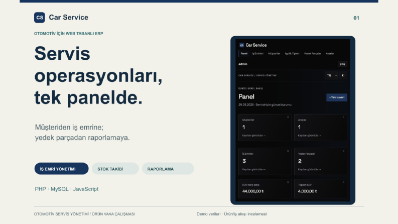 Car Service — Otomotiv Servis Yönetimi ve ERP