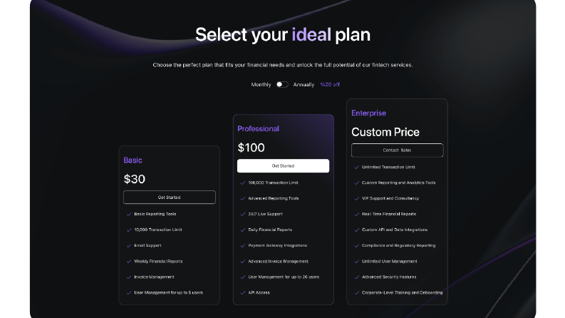 Pricing Screen 