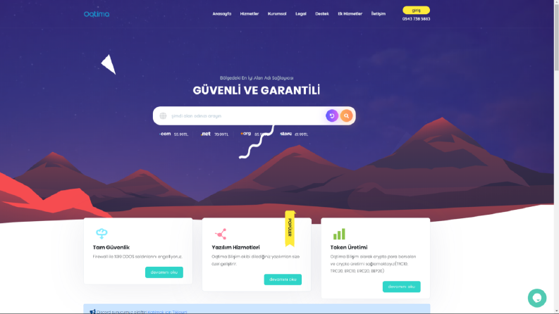 Oqtima Bilişim web sitesi