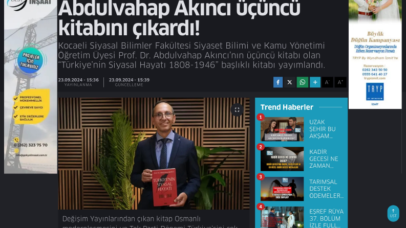 Türkiye’nin siyasal hayatı adlı basılmış kitap kapağı tasarımım ve yazarımız😊