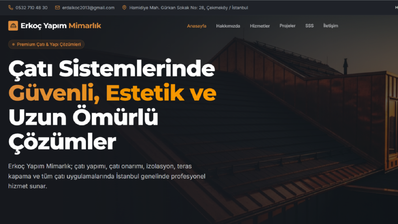 Erkoç Yapı Mimarlık Firmasına Özel Web Sitesi