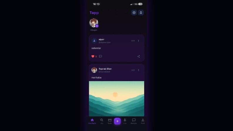 TAPP — Flutter ile geliştirilen sosyal medya uygulaması