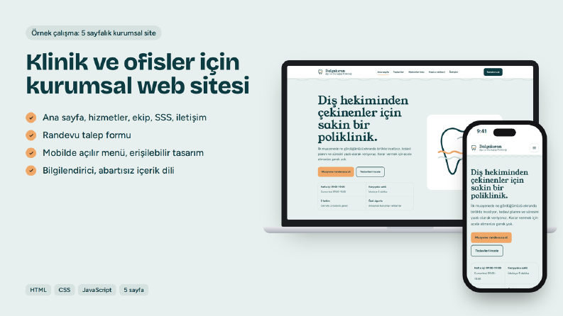 Diş Kliniği İçin 5 Sayfalık Kurumsal Site (Örnek Çalışma)