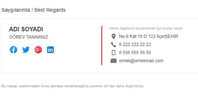Örnek Mail İmzası
