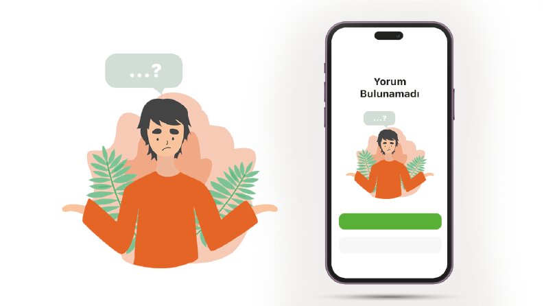 Yorum bulunamadı ekranı için illüstrasyon çalışması