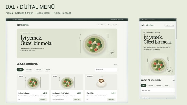 Dal — Kafe ve restoran için mobil dijital menü