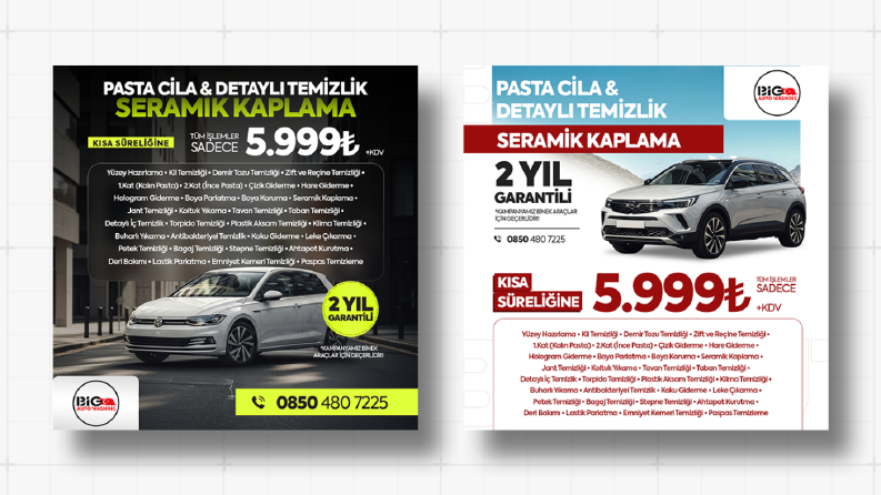 Big Auto Washing - Sosyal Medya Reklamı Tasarımları