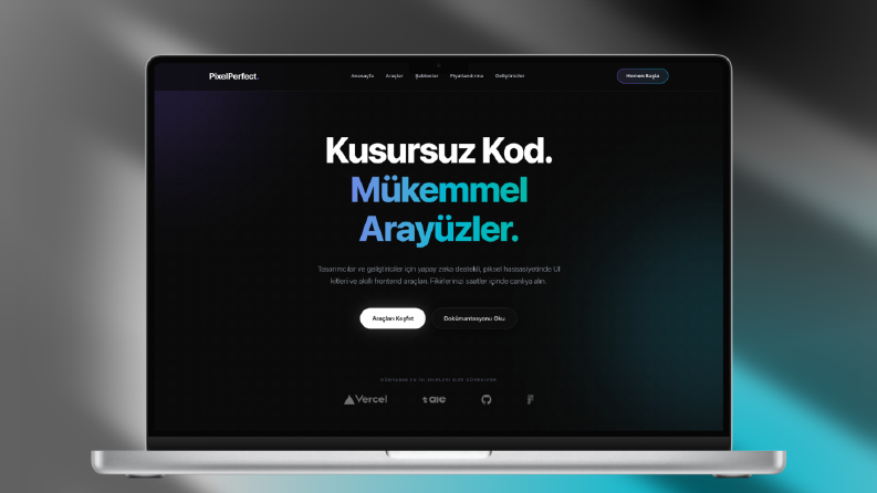 PixelPerfect - Modern Dark Mode Web Arayüzü