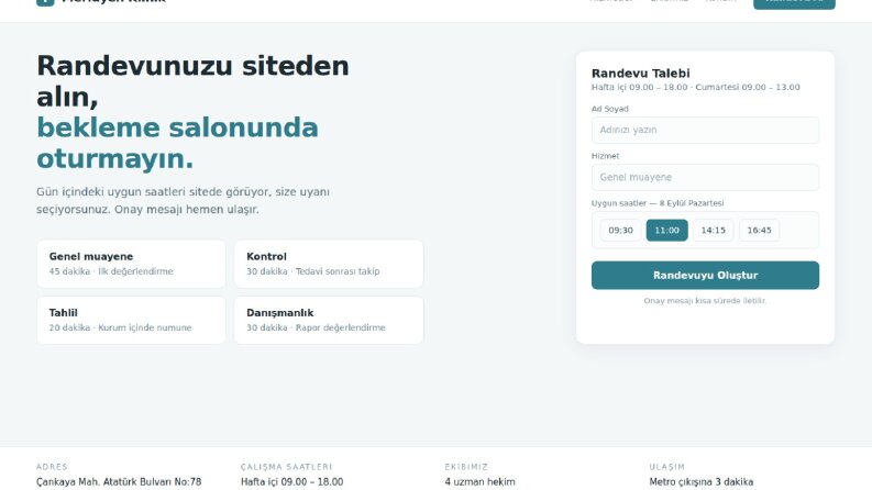 Klinik & Muayenehane Web Sitesi - Örnek Çalışma
