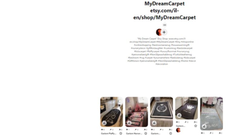 MyDreamCarpet - Etsy Mağazası - Pinterest Tanıtımı