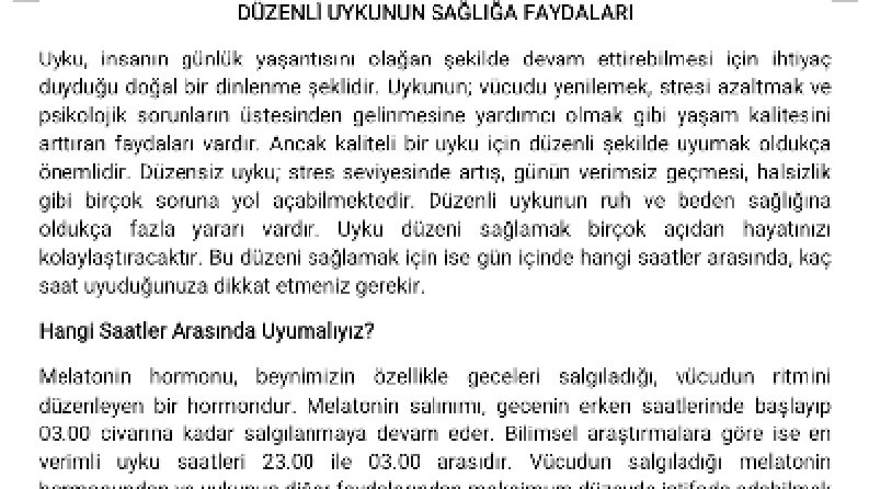 Düzenli Uykunun Sağlığa Faydaları 