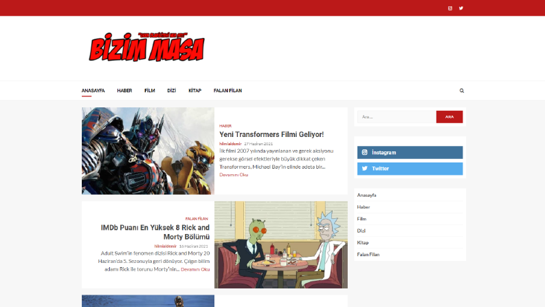 Bizim Masa - Blog Web Sitesi