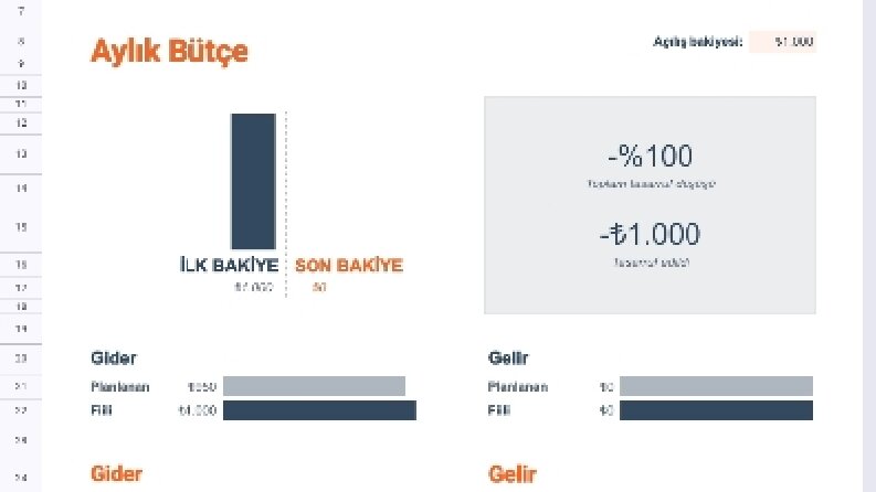 Aylık bütçe hazır şablon