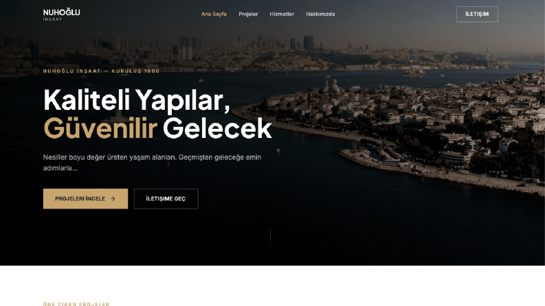 İnşaat Şirketi Kurumsal Web Site Tasarımı