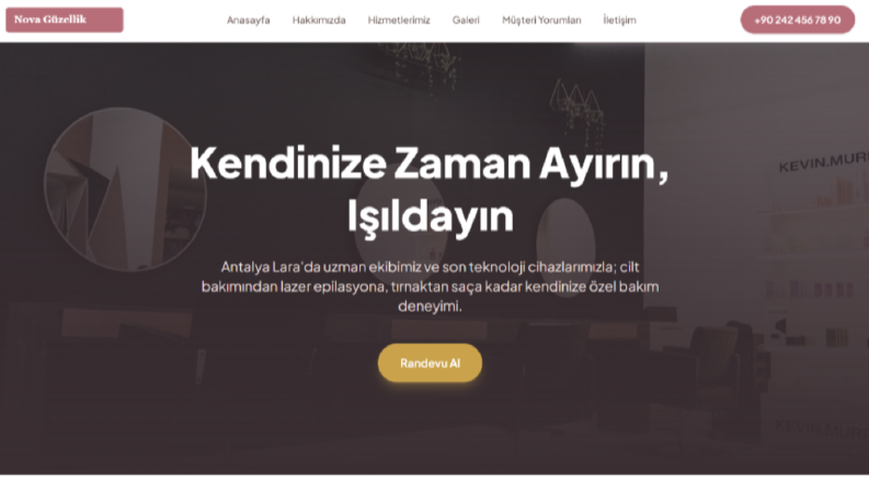 Nova Güzellik - Salon & Randevu Yönetim Web Sitesi