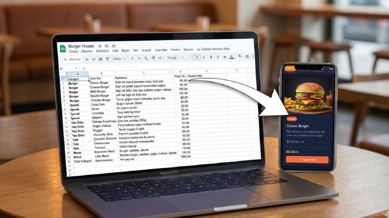 Google Sheets Yönetimli Masrafsız QR Menü