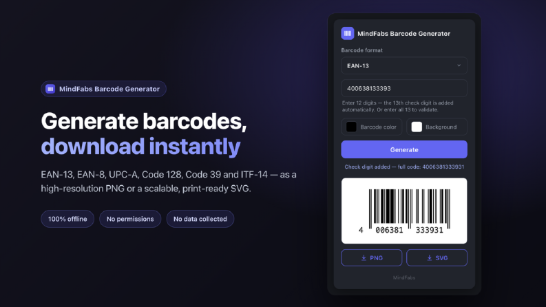 Barkod Oluşturucu — PNG & SVG