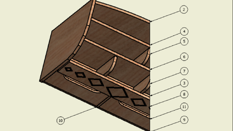 Cnc router raflı kutu üretim çizimi