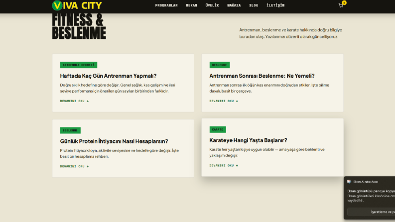 spor salonu için web site