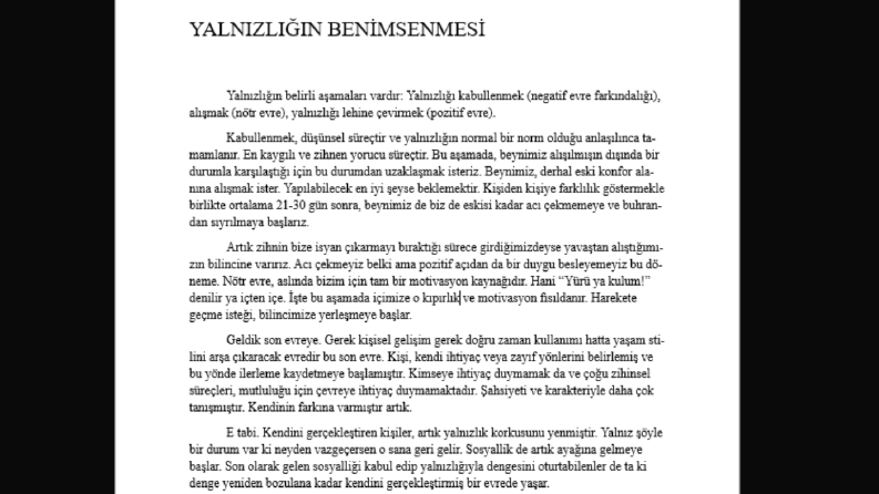 Yalnızlığın Benimsenmesi