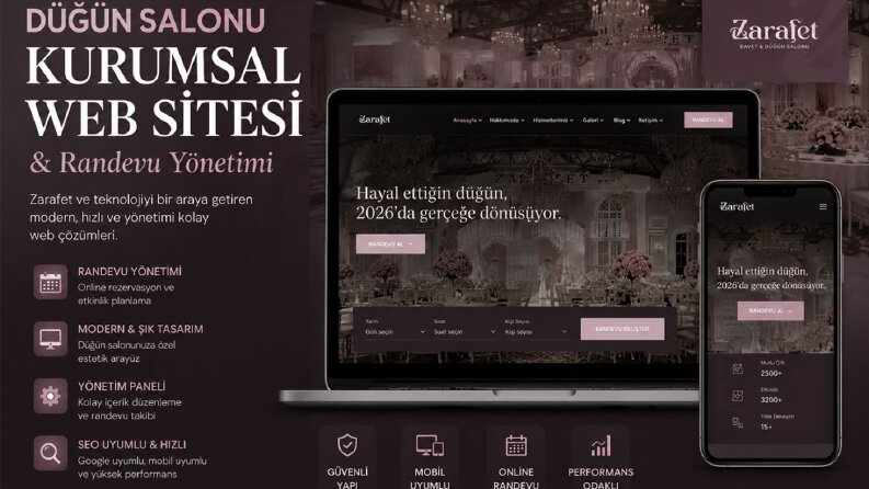 Düğün Salonu Kurumsal Web Sayfası ve Randevu Yönetimi